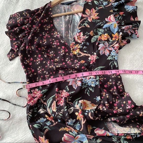 French Connection Floral Patchwork Maxi Dress With Leg Slits - Picture 4 of 9